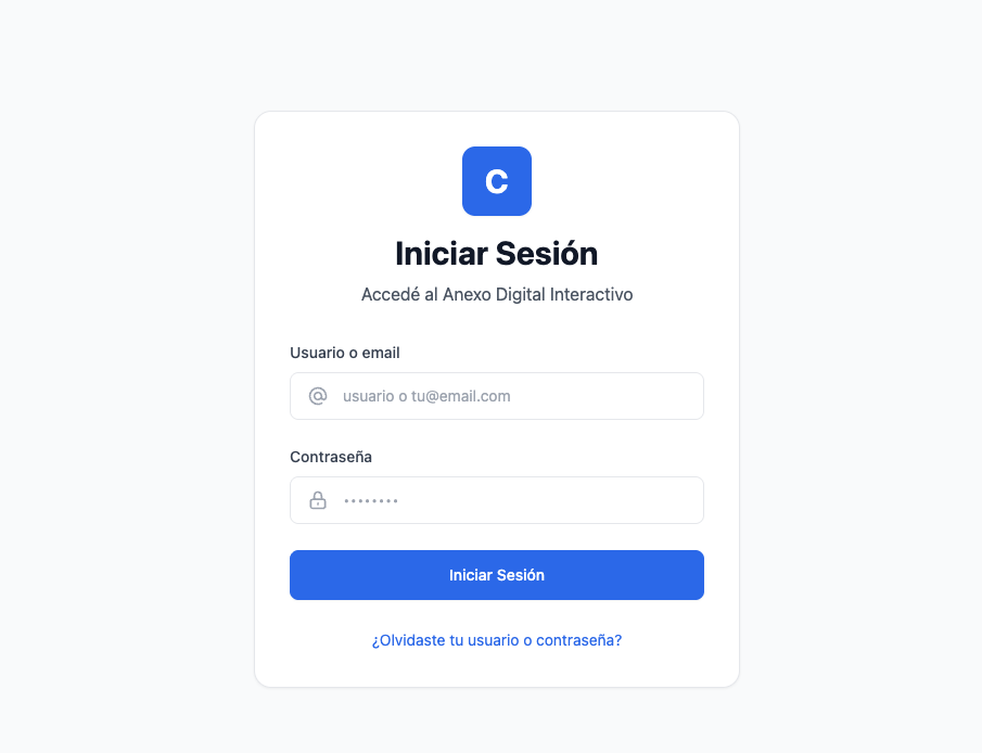 Interactive Digital Annex login screen